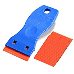 EHDIS 1.5" Plastic Razor Scraper with 10pcs Double Edged Plastic Blades for Removing Labels Stickers Decals on Glass Windows (Blue), used for sale  Delivered anywhere in USA 