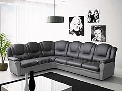 Texas Corner Sofa Black and Grey Faux Leather for sale  Delivered anywhere in UK