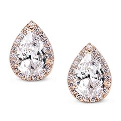 Used, SWEETV Teardrop Rose Gold Bridal Earrings for Wedding, for sale  Delivered anywhere in UK