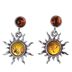 Amber earrings sterling for sale  Delivered anywhere in USA 
