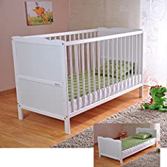White Solid Wood Baby Cot Bed ✔ Teething Rails ✔ Aloe for sale  Delivered anywhere in UK