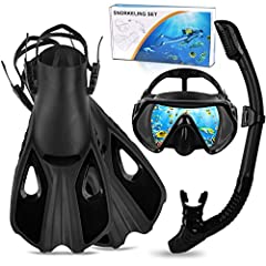 Adults Snorkel Set with Flippers, Rtdep 3 Piece Diving for sale  Delivered anywhere in UK