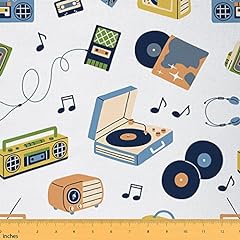 Retro music fabric for sale  Delivered anywhere in UK