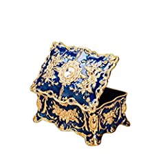 Feyarl Vintage Jewellery Box Small Trinket Box Blue for sale  Delivered anywhere in UK