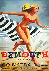Vintage Railway Poster Exmouth Devon ART Deco Girl for sale  Delivered anywhere in UK