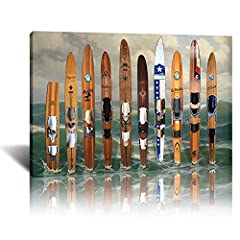 Vintage Water Wooden Skis Canvas Wall Art Poster and for sale  Delivered anywhere in USA 
