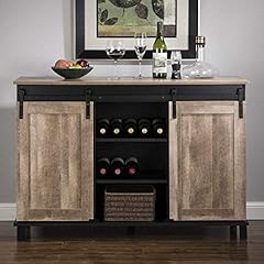 Glitzhome Wood Rustic Wine Cabinet 3-Sections Bar Cabinet, used for sale  Delivered anywhere in USA 