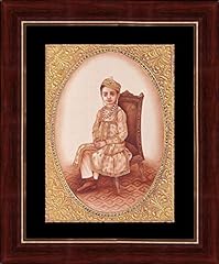 Mughal Period Portrait of Princess Indira Raje Gaekwad Indian Miniature Painting on Old Handmade Paper with Beautiful Border for sale  Delivered anywhere in Canada