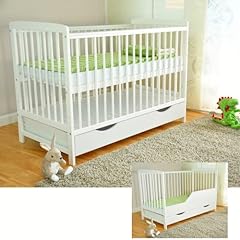 White Solid Wood Baby Cot Bed with drawer on runners, for sale  Delivered anywhere in UK
