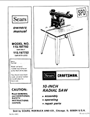 Craftsman 113.29402 10-inch Radial Saw Instructions, used for sale  Delivered anywhere in USA 
