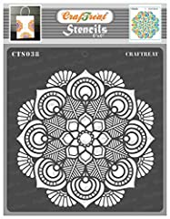 Used, CrafTreat Flower Mandala Stencils for painting on Wood, Canvas, Paper, Fabric, Floor, Wall and Tile - Mandala - 6x6 Inches - Reusable DIY Art and Craft Stencils - Lotus Mandala Stencil for sale  Delivered anywhere in Canada