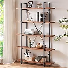 Used, HSH Natural Real Wood Bookcase, 5 Tier Industrial Rustic for sale  Delivered anywhere in USA 