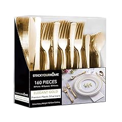 Gold plastic silverware for sale  Delivered anywhere in USA 