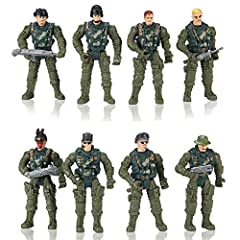 Used, Hautton Soldier Action Figures Toy, 8 Army Men with Weapons Accessories, Removable Body Adjustable Arms Legs Military Playset for Boys Girls Kids Children for sale  Delivered anywhere in Canada