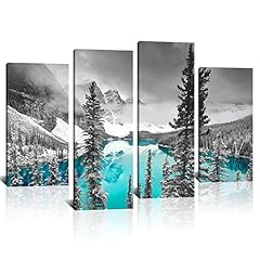 Used, Derkymo 4 Pieces Teal Blue Moraine Lake Wall Art Black for sale  Delivered anywhere in Canada