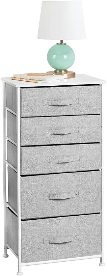 mDesign Lådhurts med 5 lådor – Hurts med lådor och avlastningsbord – Byrå som är perfekt för kontoret, hallen och garderoben – Grå/vit till salu  