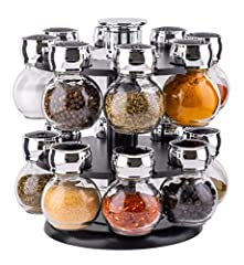 Vivo 16 Jar Revolving Spice Rack with Glass Bottles for sale  Delivered anywhere in UK