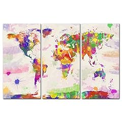 World Map 3 Pieces Panel Wall Art Painting Modern Framed for sale  Delivered anywhere in Canada