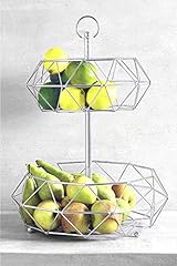 Fruit Bowl Silver with 2 Tiers Baskets Veg & Fruits for sale  Delivered anywhere in UK