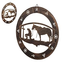 EBEI Praying Cowboy Metal Wall Art Wall Decor Circle for sale  Delivered anywhere in Canada