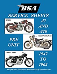 BSA A7 - A10 'SERVICE SHEETS' 1947-1962 FOR ALL RIGID, for sale  Delivered anywhere in UK