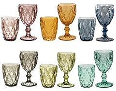 NymphFable Set di 2 Bicchieri Vino Senza Stelo Colorati Pavone Dipinta a Mano Regalo di Compleanno Anniversario 520 ml 