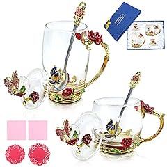 Two Tea Cup Glass Coffee Mugs,(12 oz,11oz), Pack of for sale  Delivered anywhere in Canada