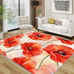 Red poppy rug for sale  Delivered anywhere in UK