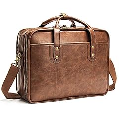Leather briefcase men for sale  Delivered anywhere in USA 