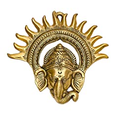 CraftVatika Metal Golden Ganesha Wall Hanging Sculpture, used for sale  Delivered anywhere in Canada