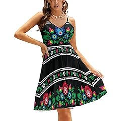 BAIKUTOUAN Polish Folk Art with Flowers Women's Sling Dress Sexy Deep V Design Tank-Dress with Adjustable Suspenders L, used for sale  Delivered anywhere in Canada