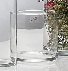 Sandra Rich, vaso di vetro cilindrico trasparente, collezione Cyli, tagliato a caldo, con diametro di 15 cm, Vetro, clear, 15 cm usato  Spedito ovunque in Italia 