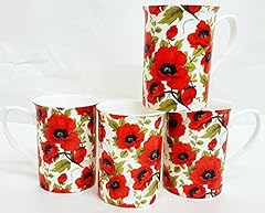 Red poppy mugs for sale  Delivered anywhere in UK