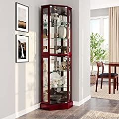 BELLEZE Lighted Corner Display Curio Cabinet Wooden, used for sale  Delivered anywhere in USA 