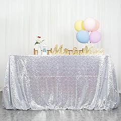 Shinybeauty silver tablecloth for sale  Delivered anywhere in UK