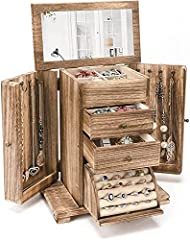 Emfogoo Jewellery Box for Women Girls, Rustic Wooden for sale  Delivered anywhere in UK