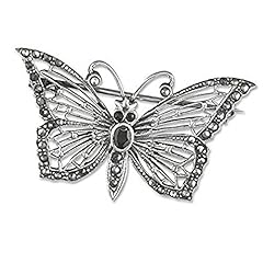 Butterfly Sterling Silver Marcasite & Garnet Brooch for sale  Delivered anywhere in UK