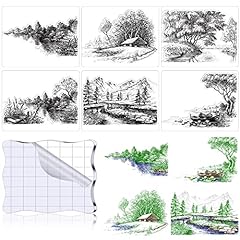Used, 7 Pcs Lake River Scenery Trees Boat Clear Stamps for for sale  Delivered anywhere in USA 