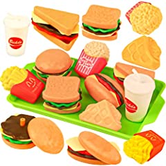VEYLIN Play Food Set with Tray Mini Hamburger Fries for sale  Delivered anywhere in UK