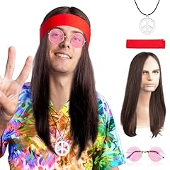 Costume hippie parrucca usato  Spedito ovunque in Italia 