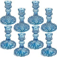 Blue glass candlestick for sale  Delivered anywhere in UK