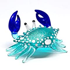 ZOOCRAFT Blown Glass Blue Crab Figurine Handmade Miniature for sale  Delivered anywhere in USA 
