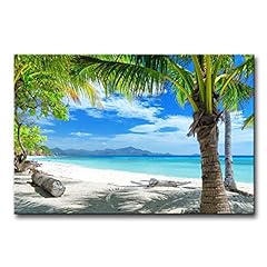 Blue Wall Art Painting Tropical Beach Coconut Tree for sale  Delivered anywhere in Canada