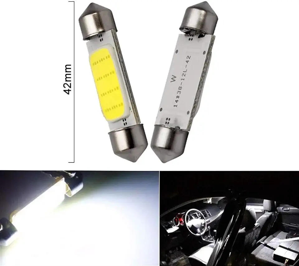 Juan-375 10 x C10W C5W LED COB Festoon 31mm 36mm 39mm 41/42mm 12V Witte lampen voor auto's Kenteken Interieur Leeslamp 6500K 12SMD Voor automotive verlichting (Emitting Kleur: Festoon 42mm) tweedehands  
