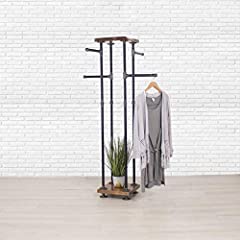 Industrial Pipe and Wood Clothes Rack 4-Way, Garment for sale  Delivered anywhere in USA 