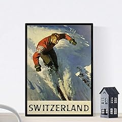 Nacnic Vintage Poster Montagne di Poster d'Epoca Europei. Sciare in Svizzera. Formato A3 usato  Spedito ovunque in Italia 