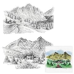 Used, 2 PCS Mountain Forest Background Clear Stamps for Card for sale  Delivered anywhere in USA 