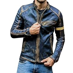 Giacca pelle blu usato  Spedito ovunque in Italia 
