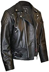 Used, Mens Leather Biker Motorcycle Jacket By Skintan- Black for sale  Delivered anywhere in UK