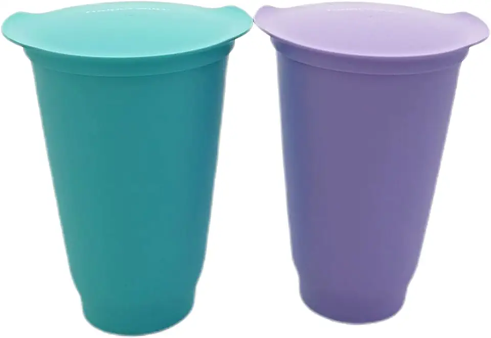 Tupperware Set (2) Allegra cups 450 ml yoghurtbeker yoghurtbeker 1x lila/lila + 1x mint tweedehands  